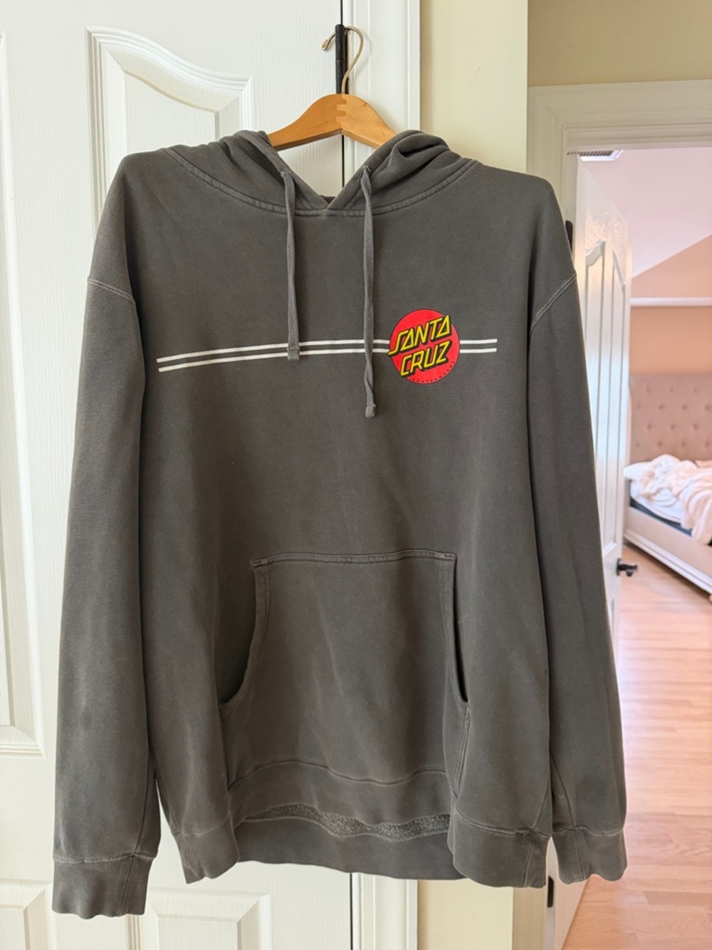 Santa Cruz Skateboards Olive Gray Hoodie with Red & Yellow Logo